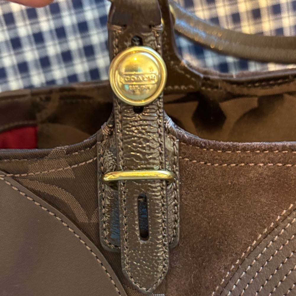 Coach Brown Patchwork Satchel - image 2